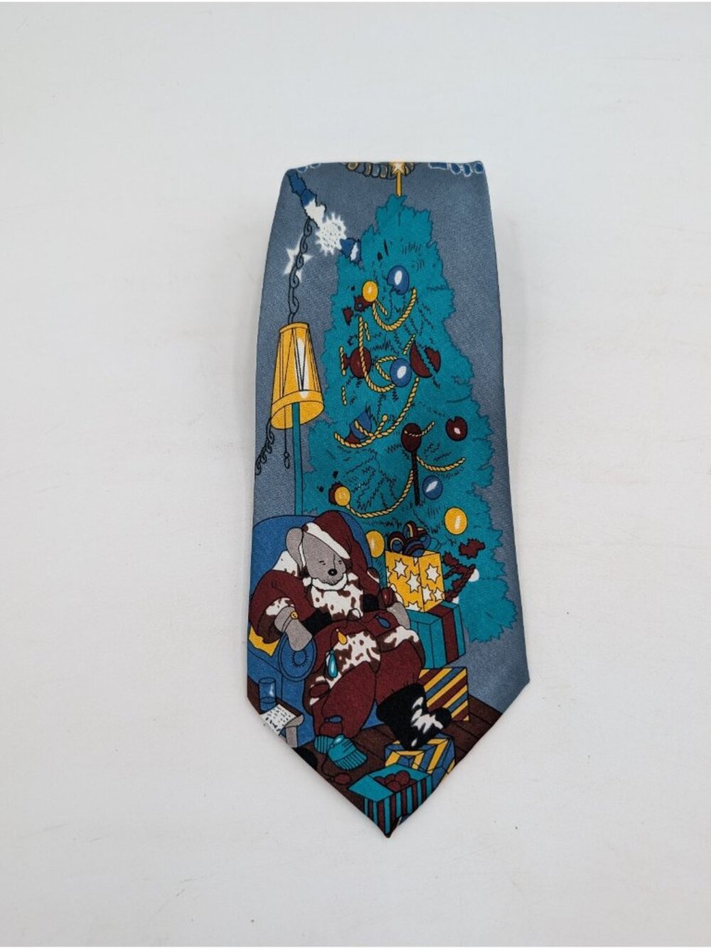 Clericci Vintage 90s Necktie Christmas Santa Dog Holiday
